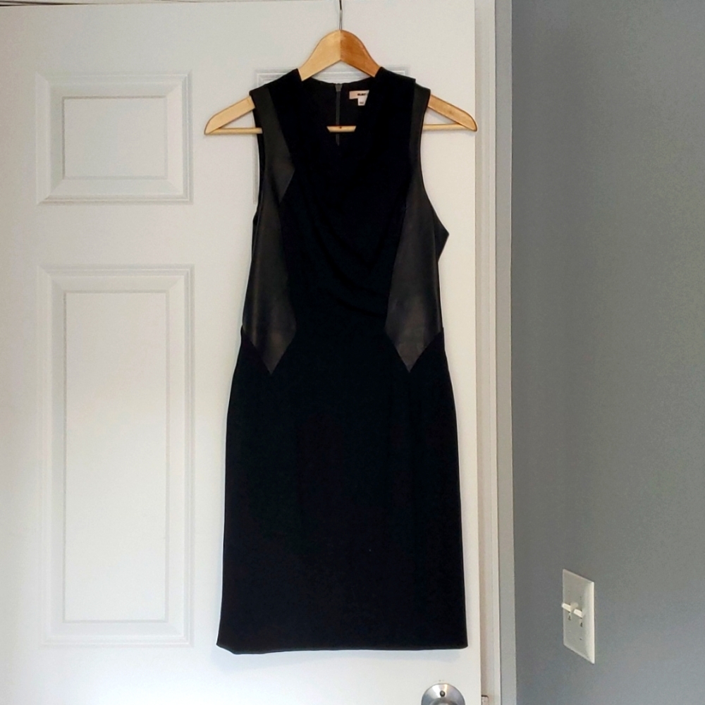 Helmut Lang LBD with Lambskin Paneling and Bias Drape Sz 2